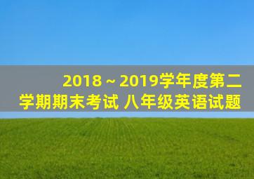 2018～2019学年度第二学期期末考试 八年级英语试题